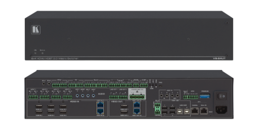 Billede af KRAMER AiO Pres.System: 8x4 4K60 HDMI/HDBaseT 2.0 Matrix Switch, Master Room Ctrl, PoE, Power Ampl.